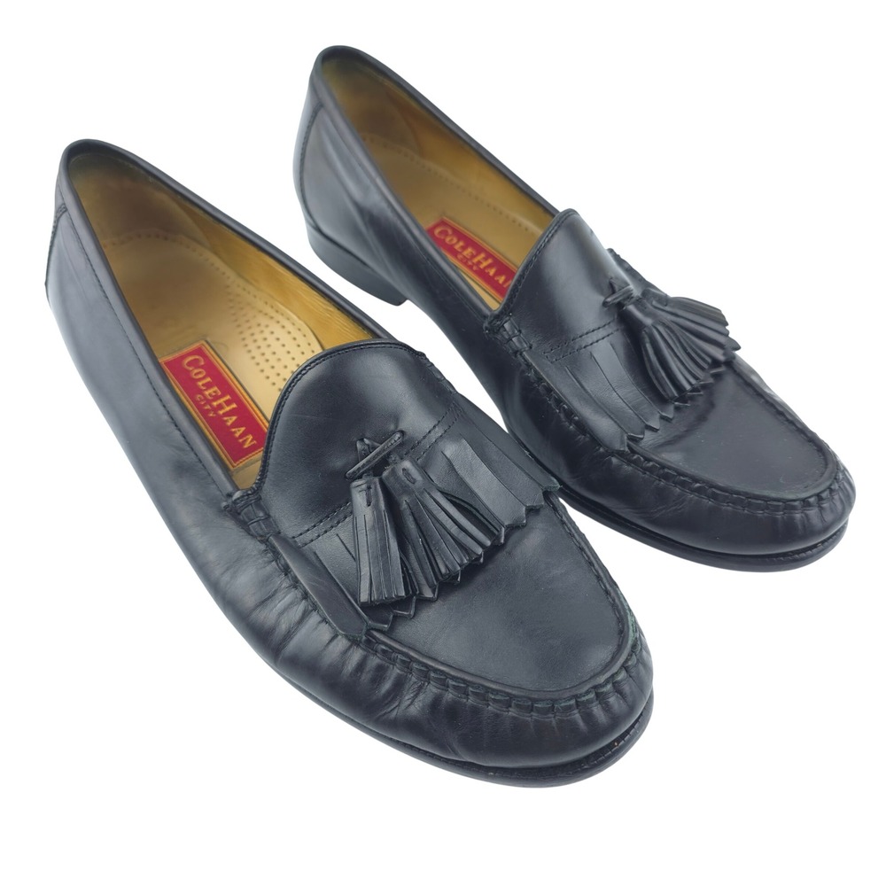 Cole Haan Pinch Tassel Kiltie Loafers Men 11.5M Black Leather Dress Shoes C02463